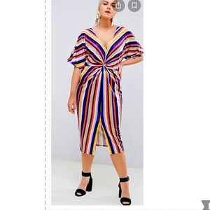 Missguided striped MIDI twist dress( red)and(blue)